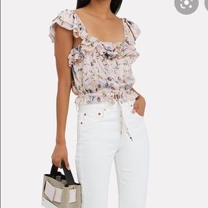 Loveshackfancy Pink floral cropped tank